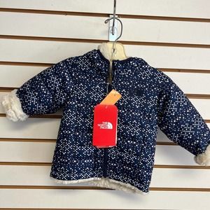 NWT Infant Girls 6-12 months reversible Navy Print The North Face Jacket
